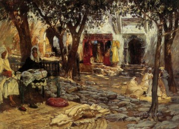 Federico Arturo Bridgman Painting - Momentos ociosos Un patio árabe Frederick Arthur Bridgman